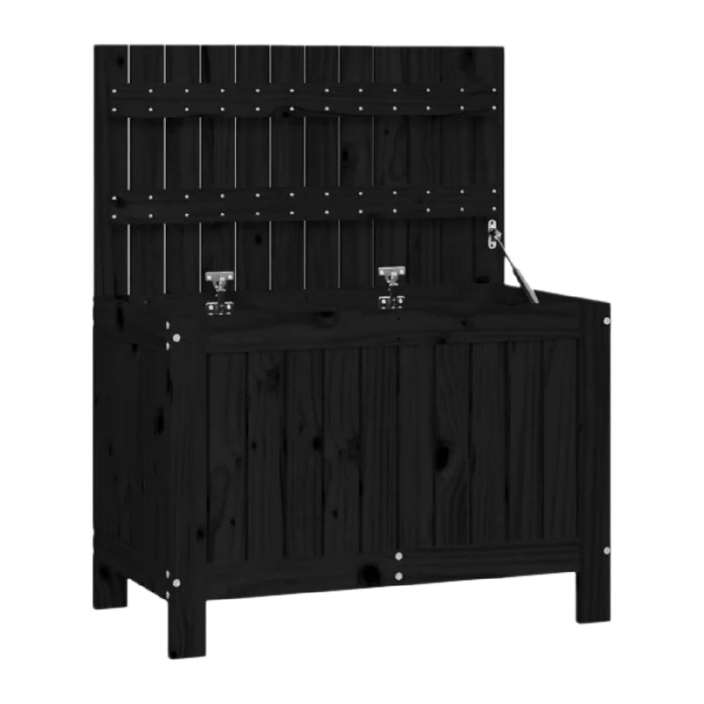 Storage Bench with Backrest for Outdoor Use in Solid Wood - 120 x 60 x 90
